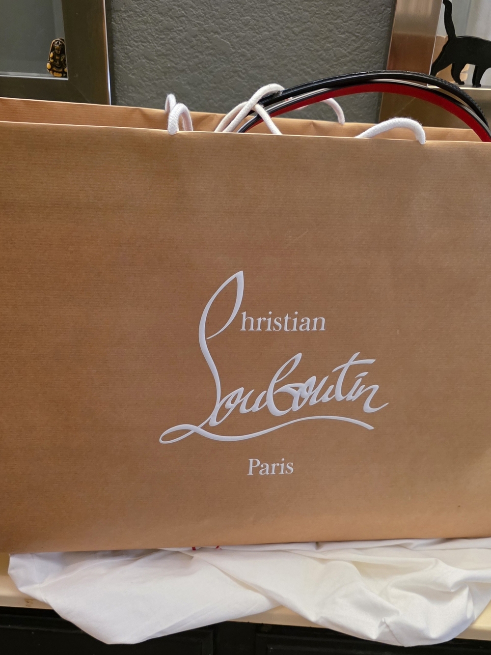 Christian Louboutin Black Croc-Embossed Tote with Red Trim - Picture 4 of 5